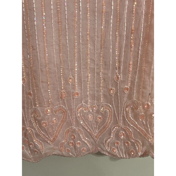 Vintage Exclusive Pale Pink Beads and Sequined Tunic 100% Silk Size Medium - Picture 2 of 8